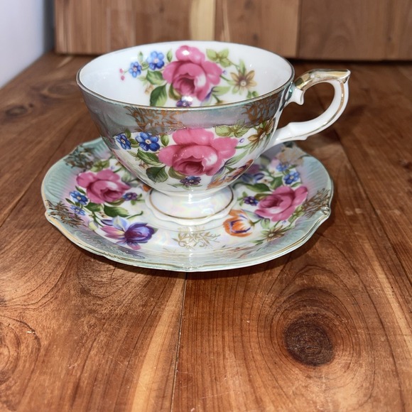 Rose Floral Bone China Tea Cup and Saucer - Butterfly Brand - Picture 2 of 10
